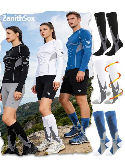 3双装加大码男士过膝压缩腿套，最佳支撑腿套，适合飞行、旅行、篮球、足球、运动、跑步、骑行，送给父亲、男友的礼物