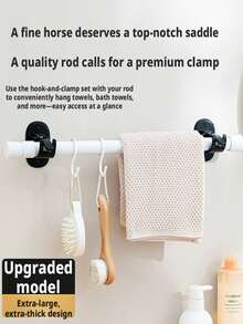 2pcs,4pcsLarge Japanese-Style Punch-Free Hanging Rod Clip, Telescopic Rod Hanger, Curtain Rod, Roman Rod, Shower Curtain Rod Claw Hook Clip Bracket - White 4-piece Set + 8 Screws + 4 Patches (excluding Rod) - View 10