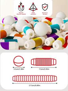 Bộ que nam châm, ống nhựa nam châm, đồ chơi xây dựng giáo dục, bộ bi và que nam châm sáng tạo, đồ chơi xếp hình nam châm 3D, đồ chơi STEM, quà sinh nhật cho trẻ 3-6 tuổi. - Nhiều màu - Xem 3