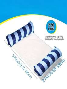 1pc. Inflatable Adult Hammock Lounger - PVC Material, Foldable Striped Inflatable Pool Float, Suitable For Pool Party And Summer Gifts - Type a - View 3