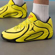 Nike JORDAN男士耐磨低筒繫帶運動籃球鞋 - 黃色/黑色 - 查看 1