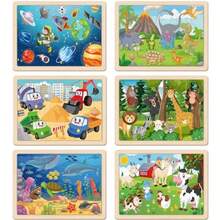 Wooden Puzzles For Ages 3-5 6 Packs 24 PCs Jigsaw Puzzles Preschool Educational Brain Teaser Boards Toys Gifts For Wood Puzzles For 3 4 5 6 Year Old Boys Girls - As Pic - View 6