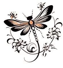 Artistic Orange Dragonfly Floral Pattern Shirt Casual Cotton Crew Neck Short Sleeved Versatile Stylish Artistic Decorative Style Enthusiasts - 白色 - 查看 3