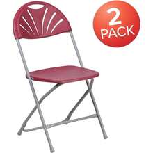 2 Pack HERCULES Series 650 Lb Capacity Burgundy Plastic Fan Back Folding Chairs – Heavy Duty, Portable Seating For Events, Parties, And Outdoor Use - Burgundy + Set Of 2 - View 4