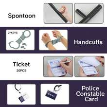 13pcs Kids Costume Set, Including Badge, US Flag Patch, Handcuffs, Suitable For Children Over 6 Years Old, Halloween, Christmas, Birthday Party, Classroom Role Play, Parent-Child Interactive Toy - Blue - View 5