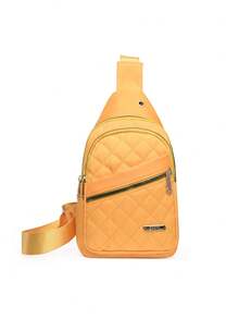 Versatile Fashion Embroidered Plaid Women's Crossbody Chest Bag - Yellow - View 4