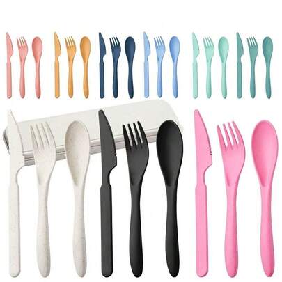 3pcs PP Portable Cutlery Set, Suitable For Students, Outdoor, Travel