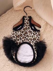 性感豹纹宠物连衣裙 - 针织网纱芭蕾舞裙，适合猫咪和小型犬，公主风小狗猫咪服装 - 黑色 - 查看 6