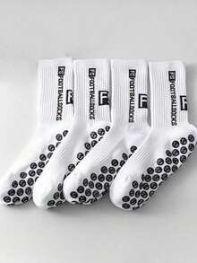 2双/4双装运动袜，足球袜，篮球袜，黑白配色 - 黑與白 - 查看 2