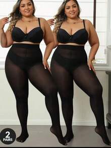 2 chiếc quần legging co giãn thần kỳ, quần tất co giãn cao cấp dành cho nữ cỡ lớn, vớ mỏng xuyên thấu gợi cảm, phù hợp cho người nặng đến 90kg, thích hợp cho dịp Giáng sinh. - màu đen - Xem 6