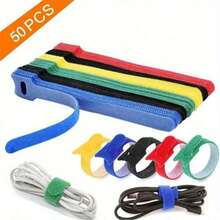 10/50pcs Reusable Nylon Hook And Loop Straps - Durable, Soft Self-Adhesive Tape Organizers For Everyday Office Use - Multicolor - View 11