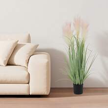 YUNRUX Artificial Plants, Decorative Grass In A Pot, Artificial Tall Grass Plant With Reed Flowers - 淺粉色 - 查看 11
