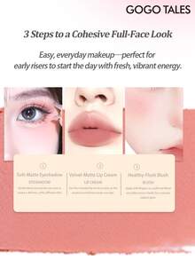 GOGO TALES GOGOTALES 三合一唇泥、腮红和眼影，滋润哑光质地，丝绒哑光唇彩和唇泥，低饱和度裸妆唇膏 - G04# Milk Tea - 查看 7