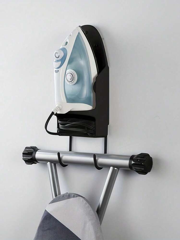 Ironing Board Holder And Hook, Universal Size For Home Use, Ironing Board Hanger, Electric Iron Rack, Storage Rack, Wall-Mounted Ironing Board Holder, Wall-Mounted No-Drill Daily Necessities Shelf, Space-Saving Multifunctional Storage Rack, Multifunctional Bedroom Storage - White - View 3