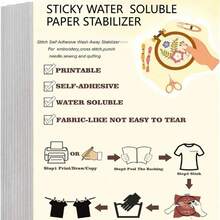 3pcs 8.3*11.8 Inch Water-Soluble Embroidery Stabilizer, Printable Self-Adhesive Washable Stabilizer Suitable For Hand Or Machine Embroidery, Printing Or Drawing - A - View 1