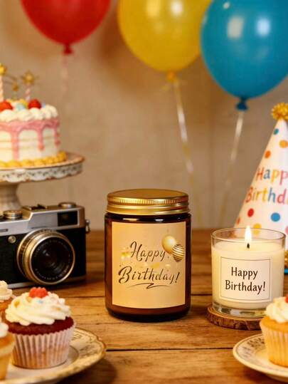1pc Happy Birthday Scented Candle | Premium Soy Wax Candle With Warm Fragrance | Perfect Birthday Gift For Friends, Family And Loved Ones | Decorative Candle To Create A Cozy Ambiance For Parties, Cake Tables And Holiday Gatherings. Candle, Scented Candle, Decorative Candle, Soy Wax Candle, Gift For Best Friend, Gift For Her, Home Decor Candle.