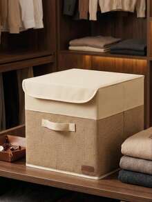 Jute Leather Handle Box With Lid 30x30x30 - Brown - View 4