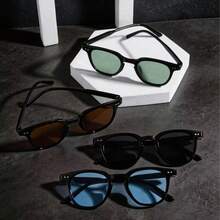 4pcs Men's Fashion Glasses, Acrylic Material, Casual Small Rectangle Ocean Style, Black Stylish Glasses, Suitable For Vacation, Outing And Outfit Matching - Multicolor - View 1