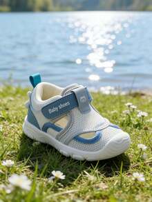 1 Par de Sapatos Esportivos Casuais Respiráveis de Malha com Desenho Cartoon Antiderrapante para Crianças Pequenas, Adequado para Primavera/Verão - Azul Empoeirado - Visão 7