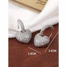 Rhinestone Heart Drop Earrings Valentines,Mom,Mother,Mother's Day,Gift - Silver - View 5