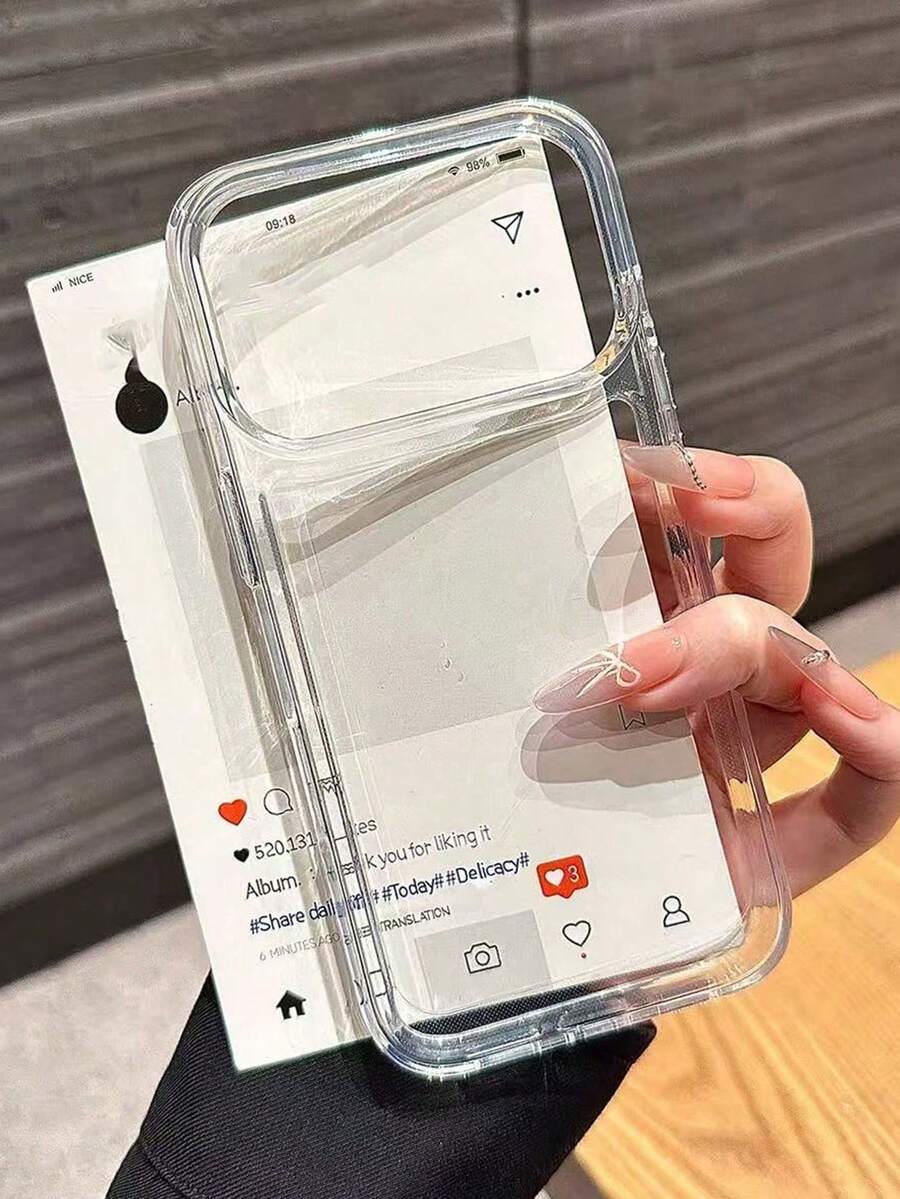 Luxury Transparent Anti-Drop Protective Case For IPhone 16, 15, 14, 13, 12 Pro Max, 17 Pro Max, 17 Air, 16E, 11 Plus, S26 Ultra, S25 Ultra, S24 Ultra, S22, S23 Ultra, Clear Acrylic Cushion Bumper Case - Clear - View 1