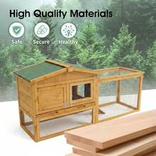 Conejera Grande para Exterior, Jaula de 2 Pisos Resistente a la Intemperie con Malla Extraíble, Casa de Madera para Interior y Exterior con Bandeja Antifugas, Techo Impermeable y Bandeja Extraíble - Color de la madera - Ver 9