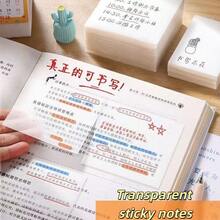50pcs Transparent Sticky Notes, Memo Pad, Diary, Student Stationery, Office Supplies, Essential For Back To School Season - Clear - View 5