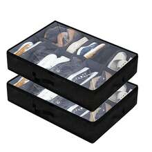 Sturdy Under Bed Shoe Storage Organizer, Set Of1/ 2, Fits Total 12/24 Pairs, Underbed Shoes Closet Storage Solution With Clear Window, Breathable, 29.3"X23.6"X5.9", Under-Bed Storage - 查看 17