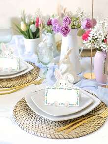 20张复活节餐桌布置桌位卡，兔子图案，帐篷式可折叠。 - A - 查看 5