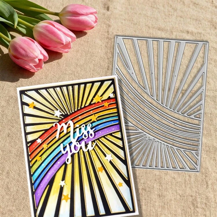 Creative Background Dies, DIY Scrapbooking Album And Embossing Stencil, Greeting Card Making Tool, Card Paper Cutting Crafts ,Gift Card Making Template Die Cuts. - Silver - View 6