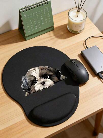 Ergonomic Wrist Support Mouse Pad With Cute Black And White Dog Pattern Print. Cute Style; High Quality Eva Material, Comfortable And Soft, Good Air Permeability, Durable Elasticity, Durable Anti-Skid Memory Foam Mouse Pad, Heat Insulation Pad, Comfortable Wrist Support, Skin Friendly Desk Holder, Desk Protector, Suitable For Games, Office, Anti-Skid, Office Computers, Laptops And Home, Graduation Souvenir, A Must For Dog Lovers.