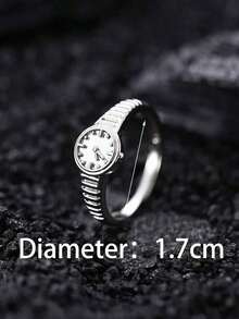 1pc Fashionable Unique Silver Watch Ring, Girls, Women's Decorative Watch Ring, Non-Functional - 銀 - 查看 6