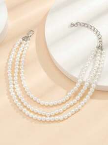 Elegant Sexy Faux Pearl Beaded Tassel Footpiece Women's Party Style Geometric Instep Chain Footpiece - White - View 4