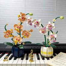 619pcs Single Box Building Blocks Floral, Magnolia Flower Bouquet, Exquisite Building Blocks Floral Combination Artificial Flower Art, Indoor Decoration DIY Ornament, Suitable For Creating Warm And Romantic Bouquets, Home And Office Decoration, Valentine's Day Gift, New Year Gift, Decoration/Holiday Gift/Birthday Gift/Christmas Gift - Three-color Building Block Vase - View 5