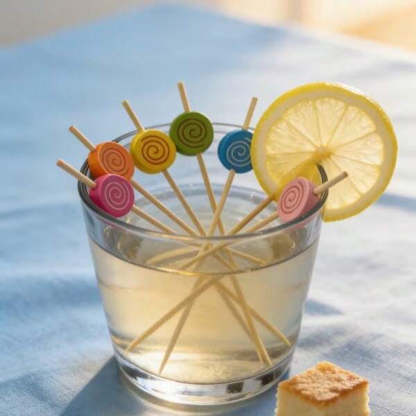 Decorative Colorful Lollipop Toothpicks, Suitable For Weddings, Birthdays, Mother's Day, Parties, Used To Decorate Appetizers, Fruits, Drinks As Party Supplies