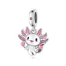 1pc 925 Sterling Silver Mini Axolotl Pendant, Neutral Cute Bead Charm For DIY Decoration, Gift - Silver - View 2