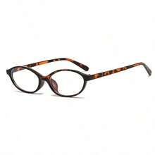 一副女士时尚椭圆形眼镜 - 复古透明设计，完美展现学院风范，视野清晰 - 豹紋 - 查看 4