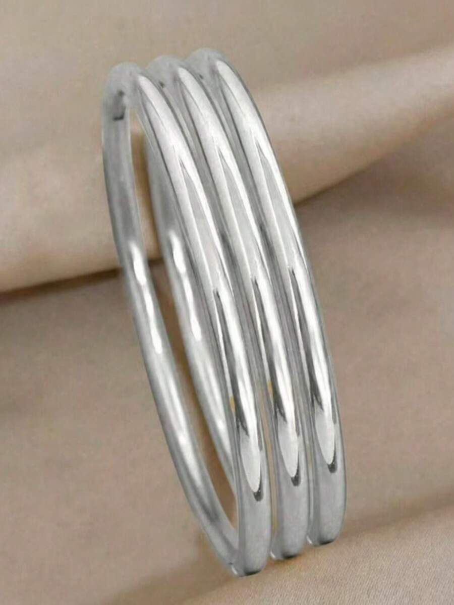 18K镀金女士手链，时尚奢华简约基础款手链，防水首饰 - 銀色 - 查看 1