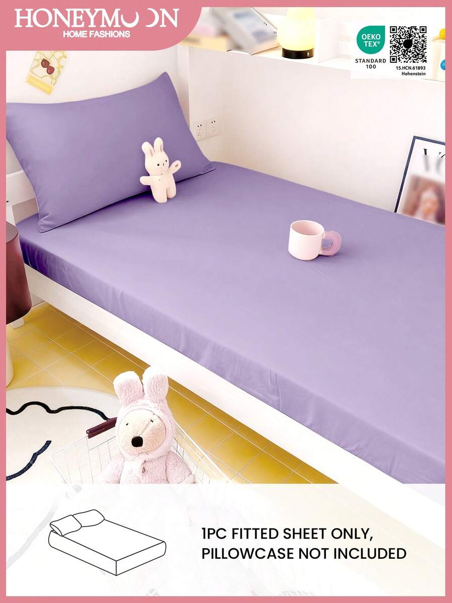 1 bộ ga trải giường màu trơn - Vải nỉ polyester, màu tím, phù hợp với nệm dày 9-12 inch, chống nhăn, phù hợp với giường đơn/đôi/nữ hoàng/vua cho gia đình và ký túc xá, đạt chứng nhận OEKO-TEX. - Màu tím - Xem 1