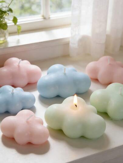 1个云朵造型蜡烛模具 3D DIY制作 易于脱模 适用于婚礼、节日、家居装饰 硅胶模具