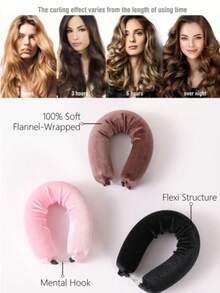 3pcs Hair Styling Tool Set, No Heat Curling Wand, Convenient Curling Tool, Elastic Hair Curler, Sleep Hairstyling Tool, Women Foam Hair Curler. Hookless No Heat Curling Wand, Rubber Curling Tool, Big Wave Slouchy Sleep Hair Curler, European Minimalist Big Wave Sleep Hair Braider. Ideal Gift For Mother's Day, Easter Or 2026 World Cup. - Black - View 6