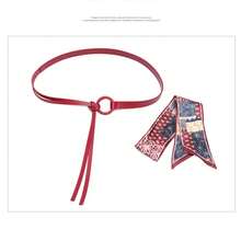 Red Silk Scarf Waist Belt Accessory, Punk Retro American Style Decoration For Jeans - Multicolor - View 5