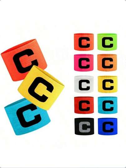 6pcs/Set Sports Captain C-Armband, Suitable For Team Training, Unisex Elastic Football Captain Armband, Adjustable Outdoor Football Player Captain Armband