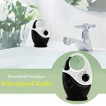 EKDJKK Radio de ducha 3 V 0.5 W de volumen ajustable de la ducha del botón AM FM altavoz portátil impermeable altavoz baño ducha altavoces radio inalámbrico con mango superior - Blanco y Negro - Ver 3