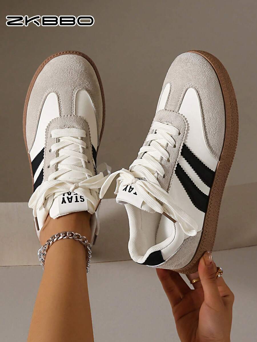 ZKBBO Giày bệt nữ, giày thể thao đi bộ, giày sneaker cổ điển nhẹ và thoải mái. - Màu be - Xem 1