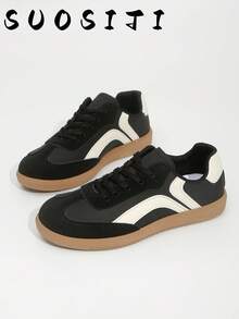 新款女士平底轻便舒适休闲运动鞋 - 黑色 - 查看 2