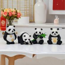 Múltiples estilos y combinaciones de figuras decorativas de panda, decoración de panda adorable, panda comiendo bambú, decoración de panda para coche, decoración interior creativa para coche, accesorios decorativos, decoración para tarta de cumpleaños, decoración de jardín - panda - Ver 14