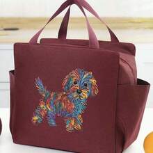 这款色彩缤纷的条纹小狗午餐包有多种颜色可选，是生日、返校等各种场合的完美礼物。它采用铝箔隔热层，防漏设计，方便携带。适用于办公室、学校、野餐、海滩旅行、露营、聚会、户外徒步、日常通勤等多种场合。这款保温包容量大，非常实用，可用作手提包/午餐包。拉链和内衬图案随机。午餐盒保冷包防水野餐包女士午餐包学习用品露营必备品 - 彩色 - 查看 15