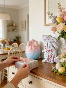 1 Piece Of Silicone Mold For Easter Bunny Shaped And Butterfly Egg Shaped Aromatherapy Candles, DIY Embossed Rabbit Egg Candle Silicone Mold - Easter Candle Molds - View 5