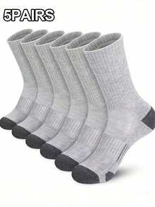5 Pairs Black, White, Gray Crew Socks For Plus Size Men, Basketball Sports & Work Socks - Multicolor - View 13